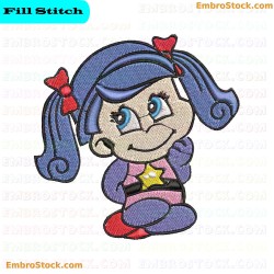 Cartoon Character Girls In Love Embroidery Design 10