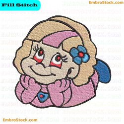 Cartoon Character Girls In Love Embroidery Design 9