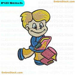 Cartoon Character Of School Ready Kid Embroidery Design 8