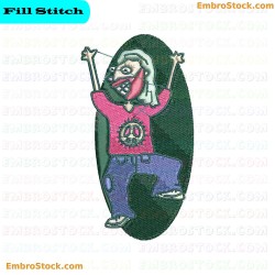 Cartoon Character On Embroidery Design 9