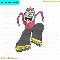 Cartoon Character On Roller Skates Embroidery Design 6