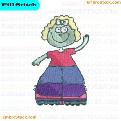 Cartoon Character On Rollerskates Embroidery Design 3