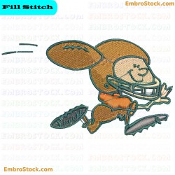 Cartoon Character Playing American Football Embroidery Design 14