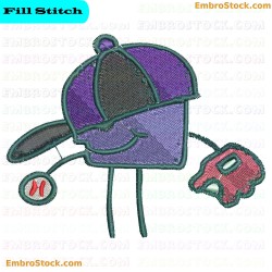 Cartoon Character Playing Baseball Embroidery Design 7