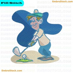 Cartoon Character Playing Golf Embroidery Design 6