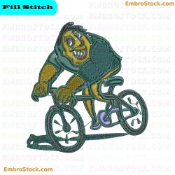 Cartoon Character Riding A Bicycle Embroidery Design 28