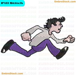 Cartoon Character Running Embroidery Design 44