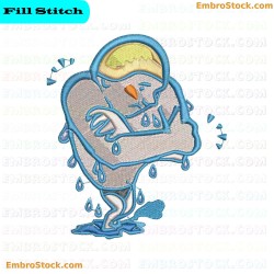 Cartoon Character Shivering From Cold Embroidery Design 4