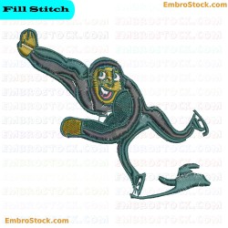 Cartoon Character Skiing Embroidery Design 16