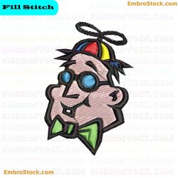 Cartoon Character With Glasses And Propeller Hat Embroidery Design 42