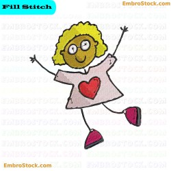 Cartoon Character With Heart Embroidery Design 18