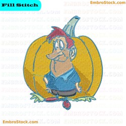 Cartoon Character With Pumpkin Embroidery Design 1