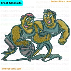 Cartoon Characters Playing Basketball Embroidery Design 29