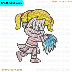 Cartoon Cheerleader Embroidery Design 1