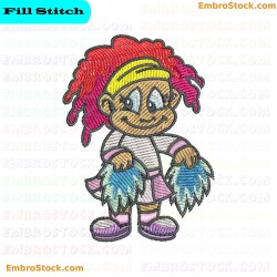 Cartoon Cheerleader Embroidery Design 3