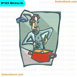 Cartoon Chef In The Kitchen Embroidery Design 6