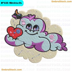 Cartoon Cloud Hugging Heart Embroidery Design 13