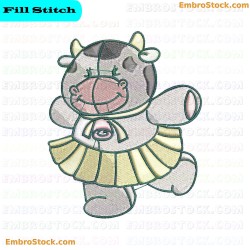 Cartoon Cow Character Embroidery Design 10