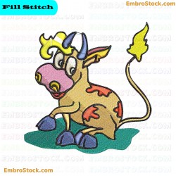 Cartoon Cow Embroidery Design 15