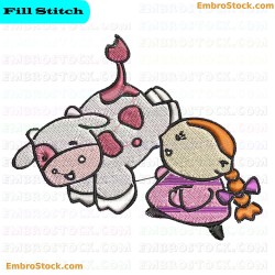 Cartoon Cow Embroidery Design 33