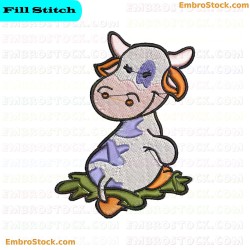 Cartoon Cow Embroidery Design 37