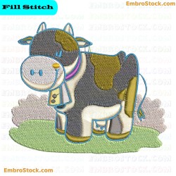 Cartoon Cow Embroidery Design 3