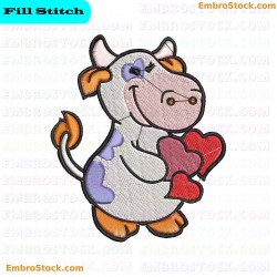 Cartoon Cow Embroidery Design 41