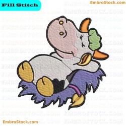 Cartoon Cow Embroidery Design 42