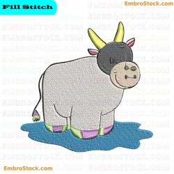 Cartoon Cow Embroidery Design 9