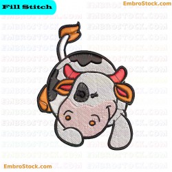 Cartoon Cow Face Embroidery Design 40