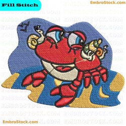 Cartoon Crab Embroidery Design 3