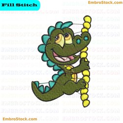 Cartoon Crocodile Embroidery Design 16