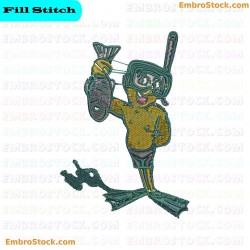 Cartoon Diver Embroidery Design 35