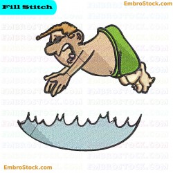 Cartoon Diver Embroidery Design 5