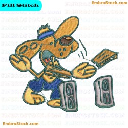 Cartoon Dog Breaking Stick Embroidery Design 12