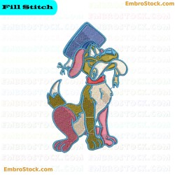 Cartoon Dog Holding Book Embroidery Design 31