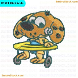 Cartoon Dog In Stroller Embroidery Design 40