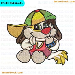 Cartoon Dog With Human Like Style Embroidery Design 3