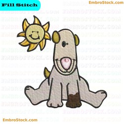 Cartoon Dog With Sunflower Embroidery Design 8