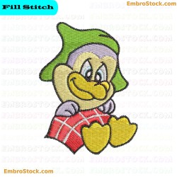 Cartoon Duck Winter Kids Embroidery Design 10