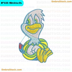 Cartoon Duck Winter Kids Embroidery Design 17