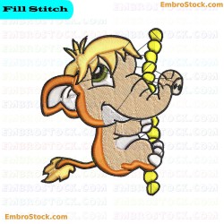 Cartoon Elephant Character Embroidery Design 17