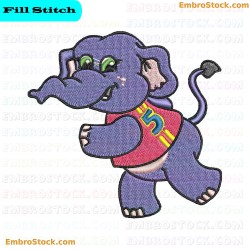 Cartoon Elephant Elephant And Hippos Embroidery Design 4