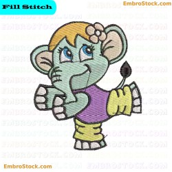 Cartoon Elephant Elephant On Diet Embroidery Design 10