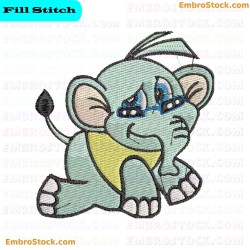 Cartoon Elephant Elephant On Diet Embroidery Design 6