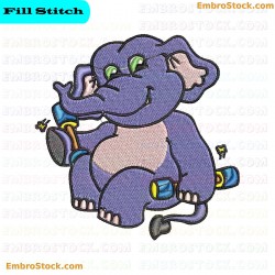 Cartoon Elephant Embroidery Design 10