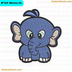 Cartoon Elephant Embroidery Design 14