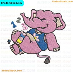 Cartoon Elephant Embroidery Design 1