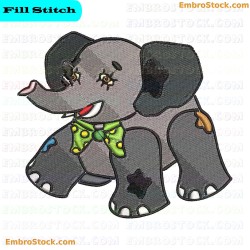 Cartoon Elephant Embroidery Design 22