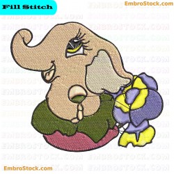 Cartoon Elephant Embroidery Design 2